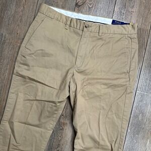 Polo Ralph Lauren Mens Newport Pant Stretch Straight Fit Khaki Chino 34x30 Tan